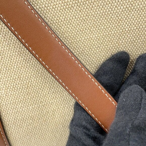 CELINE Medium Cabas16(Saise) Tote Bag Canvas/Leather Natural/Ta - Picture 14 of 16